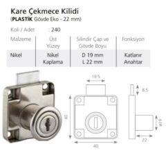 KARE ÇEKMECE VE DOLAP KİLİDİ NİKEL