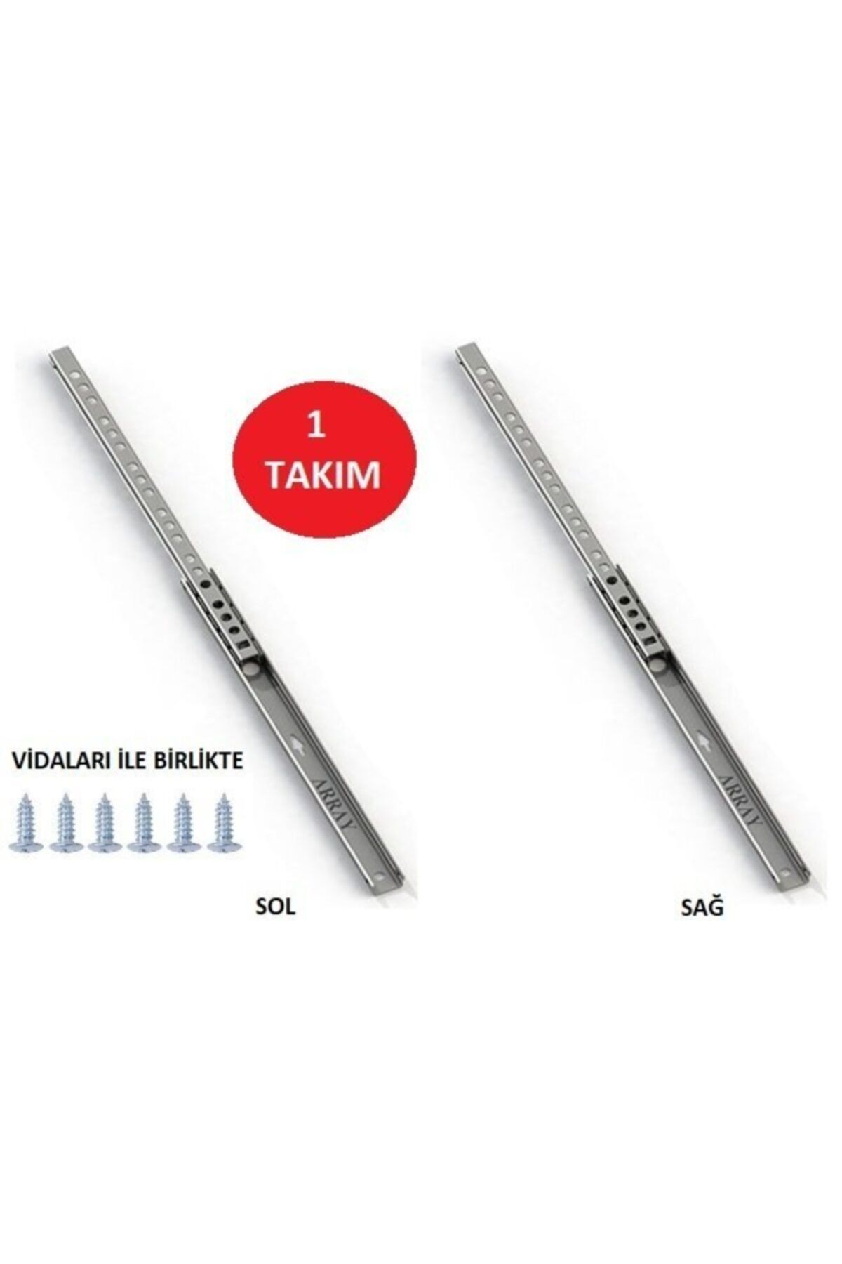 17mm Gömme Ince Teleskopik Bilyeli Dolap Çekmece Rayı 37,4 Cm