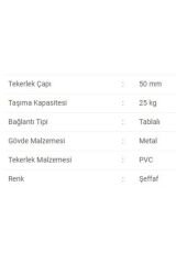 Şeffaf Döner Tablalı Bilyalı Mobilya Tekerleği 512 Svt