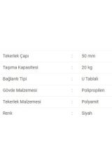 4 Adet Plastik 18mm U Tablalı Geçme Mobilya Tekerleği 506 Mps