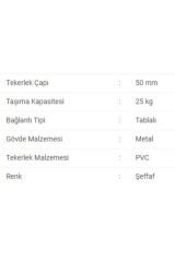 4 Adet Frenli Şeffaf Döner Tablalı Bilyalı Mobilya Tekerleği 512 Fvt