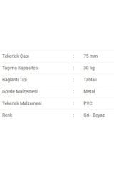 4 Adet Frenli Döner Tablalı Bilyalı Pvc Mobilya Tekerleği 752 Fhg